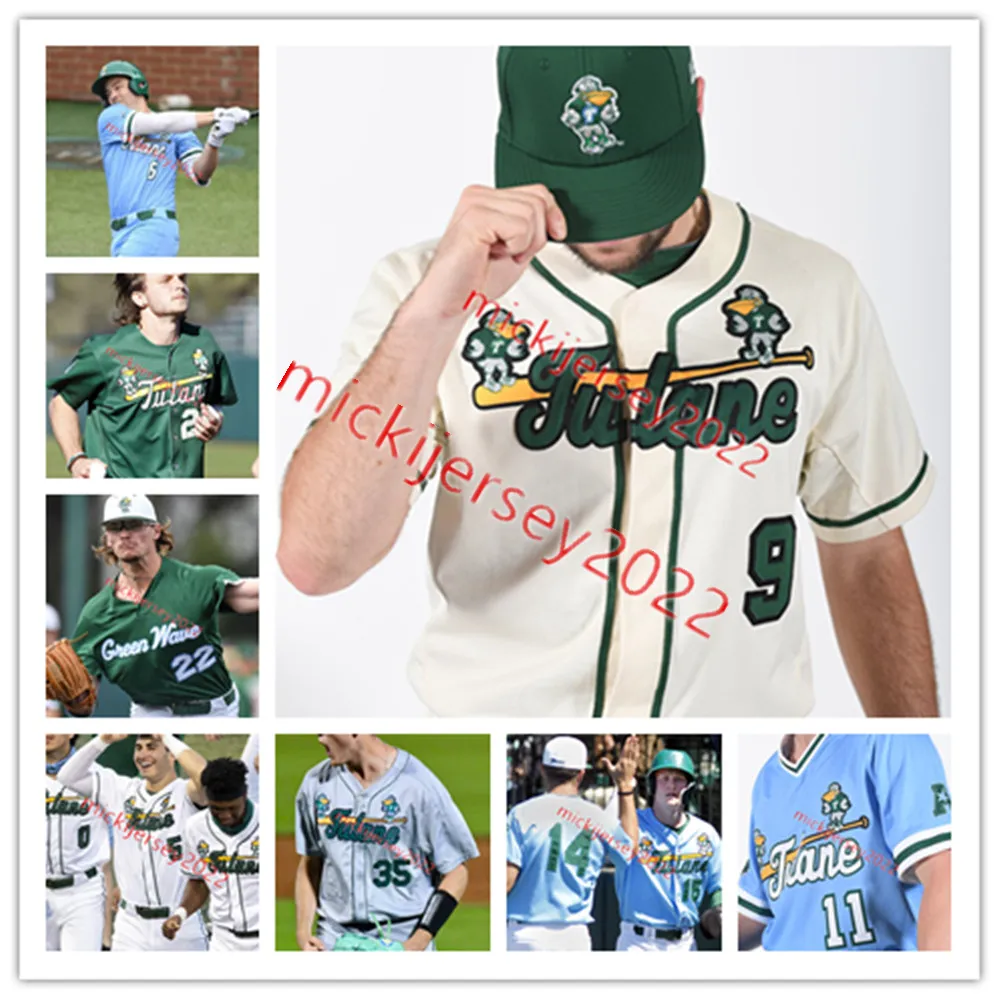 Tulane Baseball Jersey Custom Stitched for Men Youth Groff, Marget,  Hebert, Baumgardt, Schulz, Banks Green