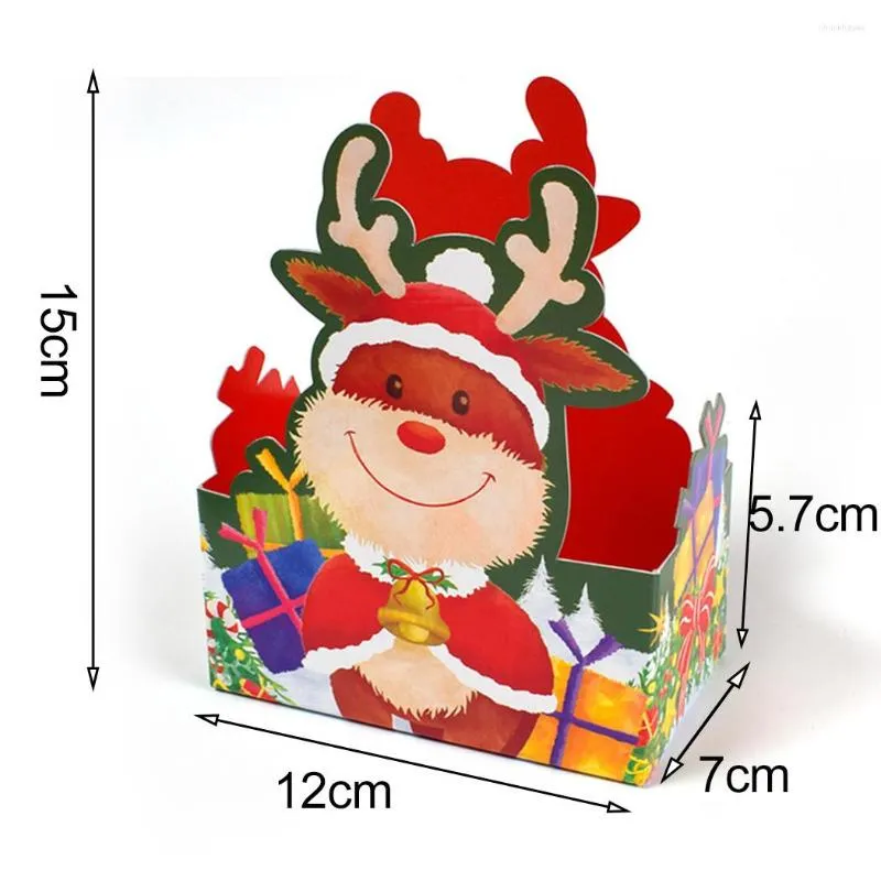 Gift Wrap 10pcs Box 12x7x5cm Basket Candy Christmas Favour PP Paper Party Santa Claus Xmas Brand High Quality