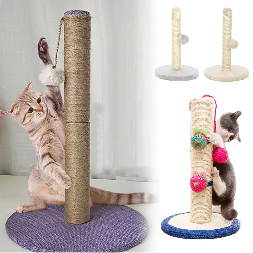 Sisal Cat Scratching Post Jumping Tower with Ball Cat Toy for