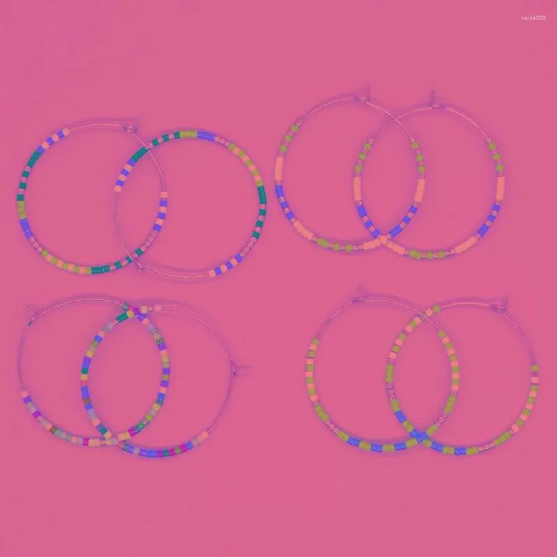 Hoop Earrings Vlen Native Style For Women Stainless Steel Circle Miyuki Seed Beads Pendientes Jewelry Ear Rings