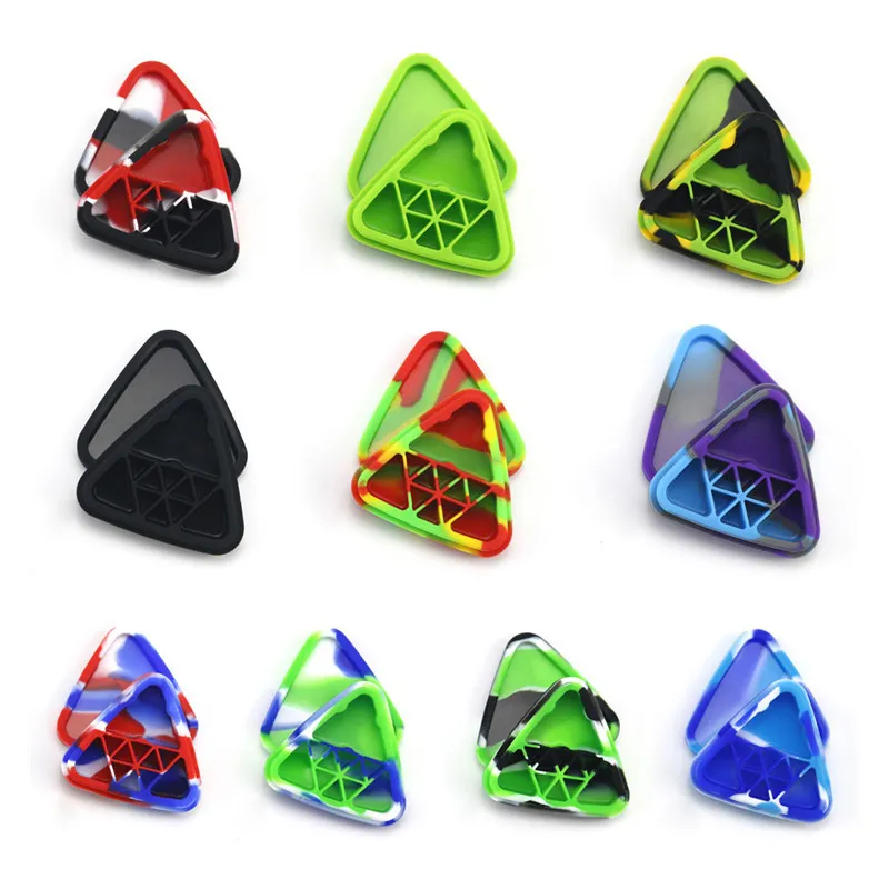 Triangle Smoking Silicone Container Case Food Grade Rubber 10ML Non-stick Jars Dab Tool Storage Oil Holder Wax Concentrate Vaporizer