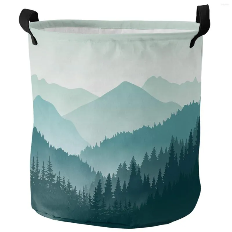 Sacs à linge Montagnes Jungle Silhouette Panier sale pliable étanche Accueil Organisateur Vêtements Enfants Jouets Stockage