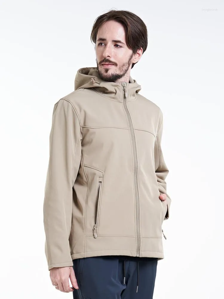 Men's Jackets 2023 Autumn Men's Casual Softshell Hooded Windbreaker Outwear Plus Size Zip Pockets Solid Warm Fleece Coats 8XL