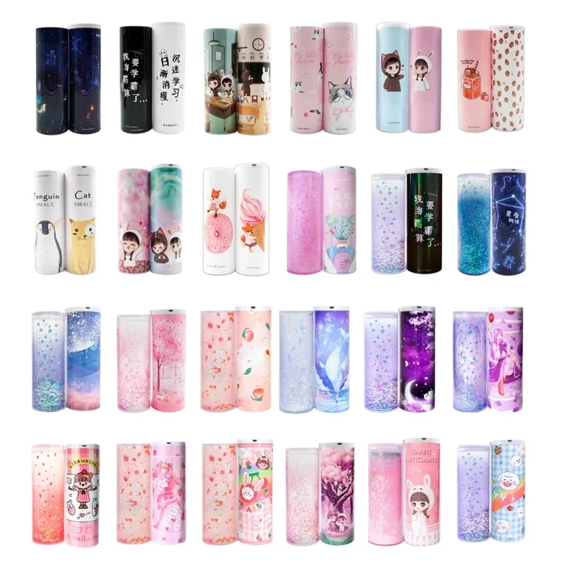 Pencil Bags Exquisite Smart Case Cylinder Holder Digital Password Lock Builtin Mirror Detachable Calculator Erasable Board 230130