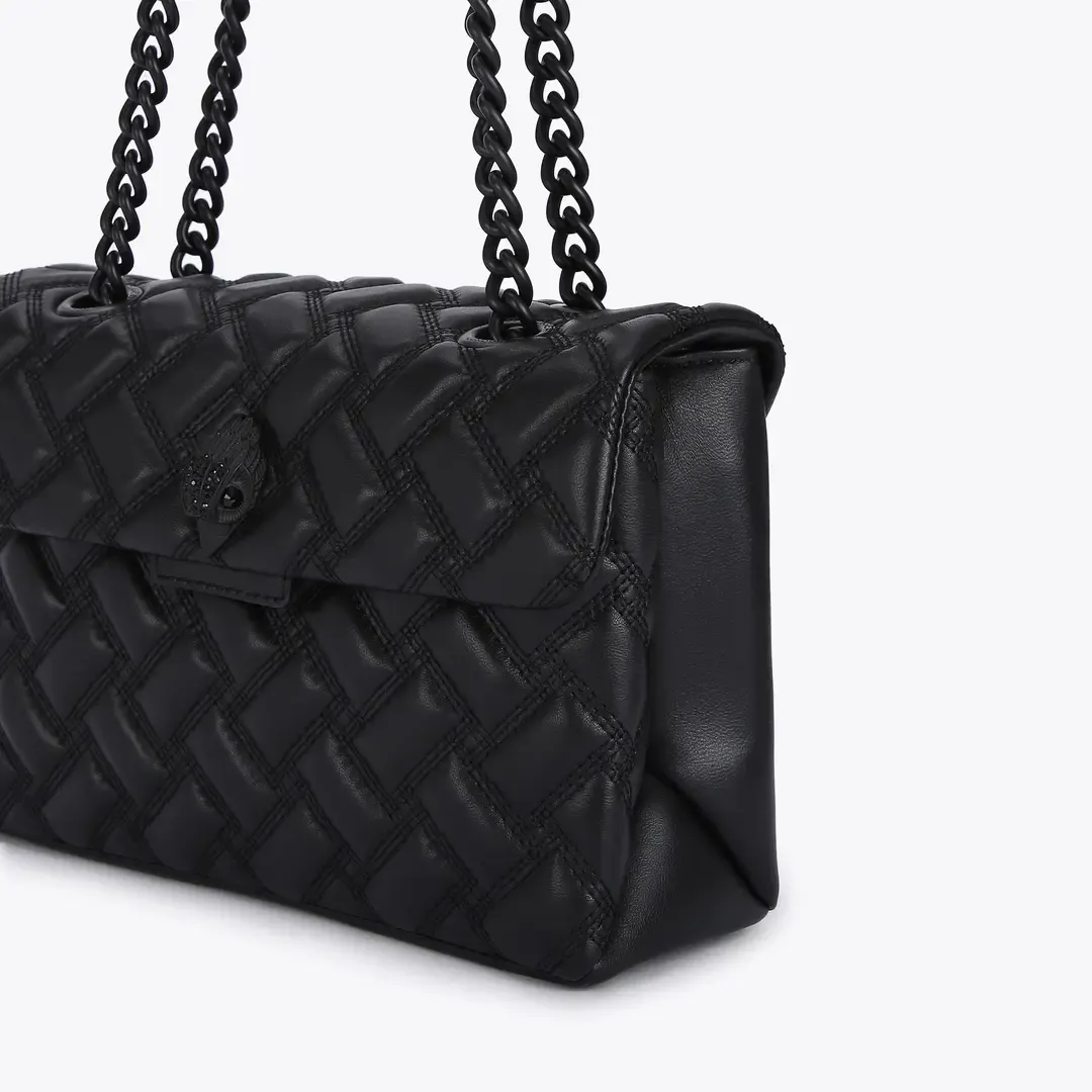 Kurt Geiger London XL Kensington Drench Sac à épaule en cuir réel Chaînes de carrosserie noire complètes sacs de messager de vache et sacs à main 24g8