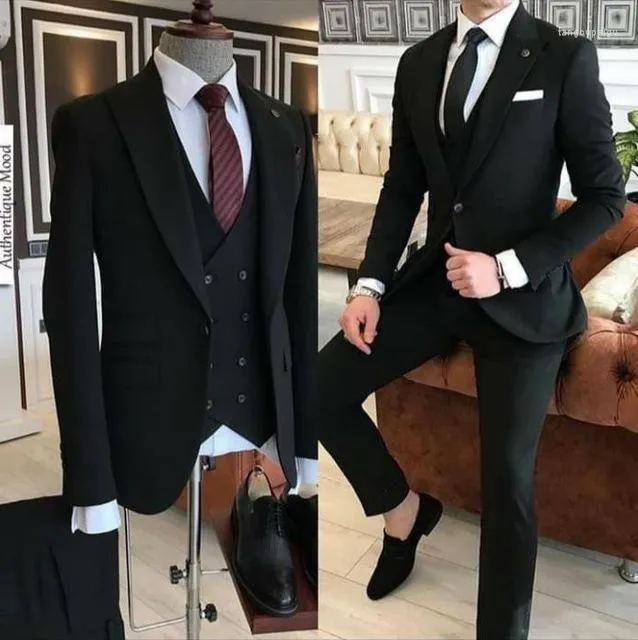 Herr kostymer 2023 svarta män 3 stycken man jacka terno smal kostym homme formell brudgummen brudgum tuxedos bröllop för