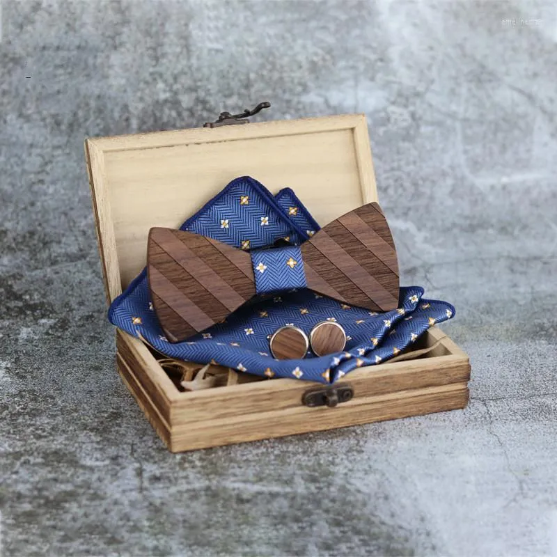Bow Ties Podręcznik drewniany krawat chusteczka set męski drewniany drewno pusty i pudełko dla mężczyzn Gravata Cravate Homme