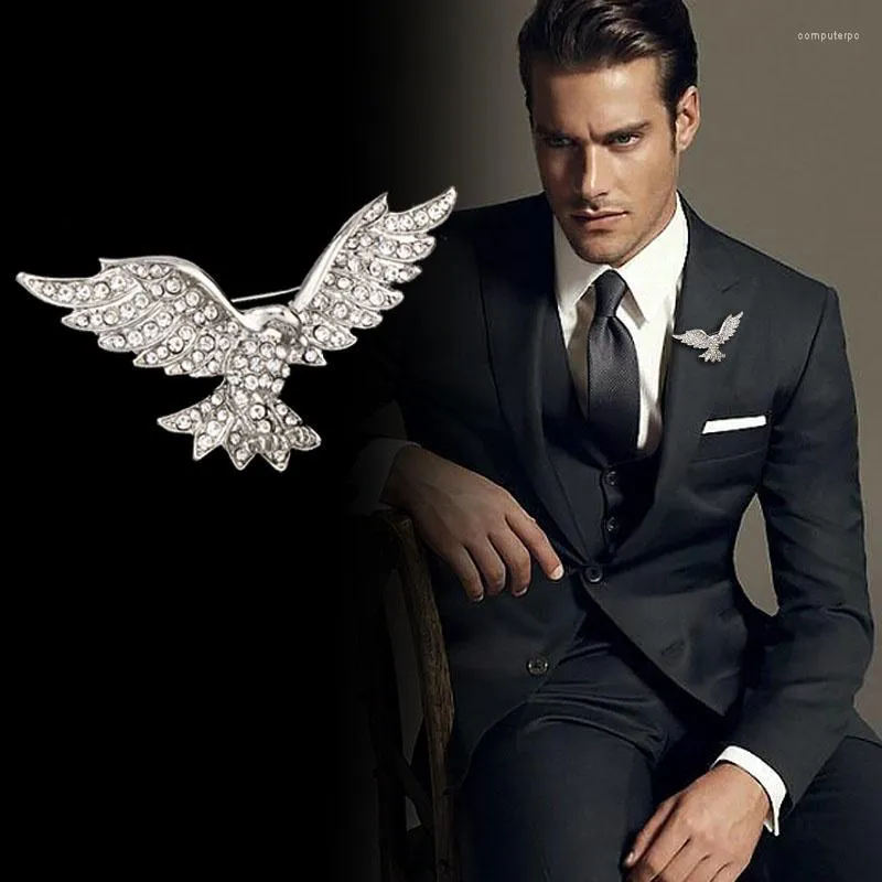 Brooches High-end Men's Brooch Rhinestone Eagle Suit Coat Retro Collar Pin Women's Corsage Accessories