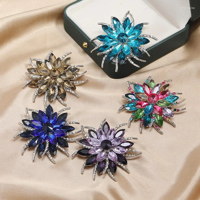 Broches muylinda kristal bloembroche pin email paarse sjaal gesp geworden mooie rugzak kleding accessoires voor vrouwen