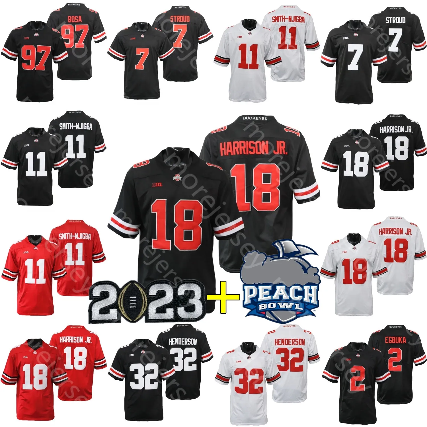 2023 OSU Ohio State Buckeyes Football Jersey NCAA College Sonny Styles Emeka Egbuka J.T. Tuimoloau Jack Sawyer Treveyon Henderson Eddie George Kyle McCord Fields