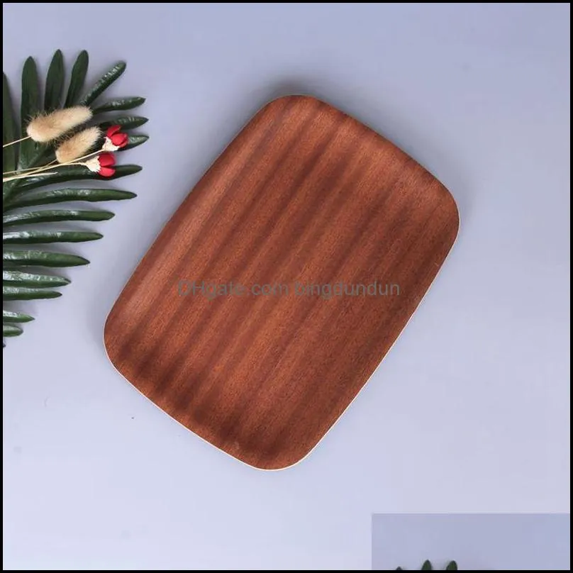 Dishes Plates Ecofriendly Home Kitchen Tool Black Walnut Solid Wood Snack Candy Cake Wooden Storage Handmade Craft Bread Trays Dh0 Dhd1K