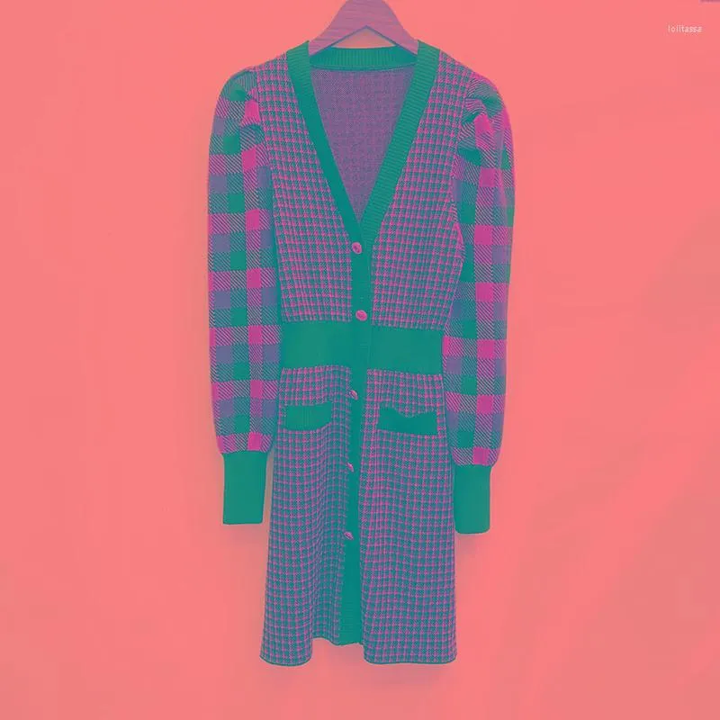 Robes décontractées coréenne Vintage jaune Plaid pour femmes Designers automne hiver vêtements 2023 mode élégante à manches longues Mini robe