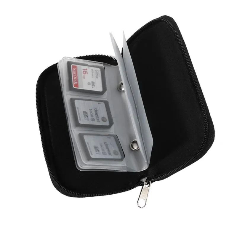 Förvaringspåsar Micro Fashion Wallet Case Carrying Pouch Box Memory Card för CF/SD/SDHC/MS/DSSTORAGESTORAGE