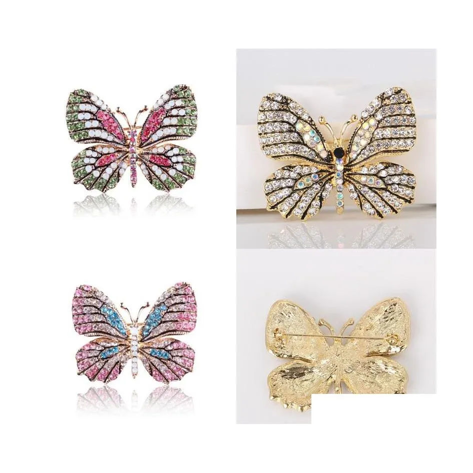 Pinnen broches schattige vlinder voor vrouwen strass kristaljurk accessoires cadeau 32 d3 drop levering sieraden dhwta