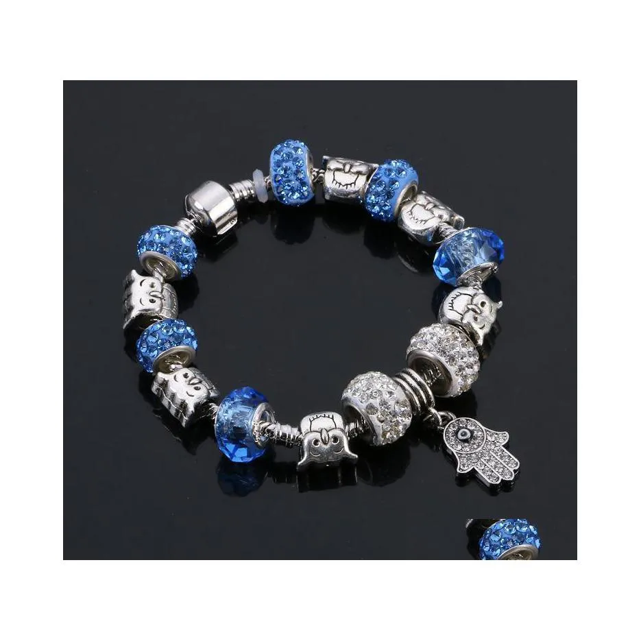 Urok Bracelets Crystal with Banles Love DIY Sier Glass Beads Bransoletka Bdehome Drop dostawa biżuteria DHPZ4