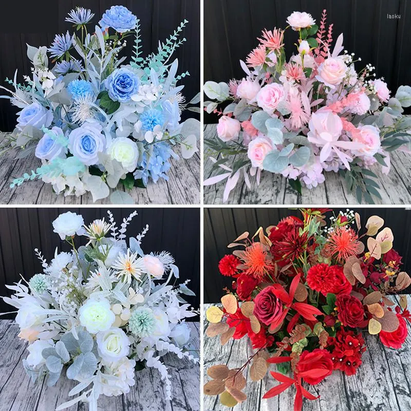 Kwiaty dekoracyjne weselne sztuczne kwiaty kulowe stoliki wystrój domu bukiet impreza róży róży pionie eukaliptus mariage
