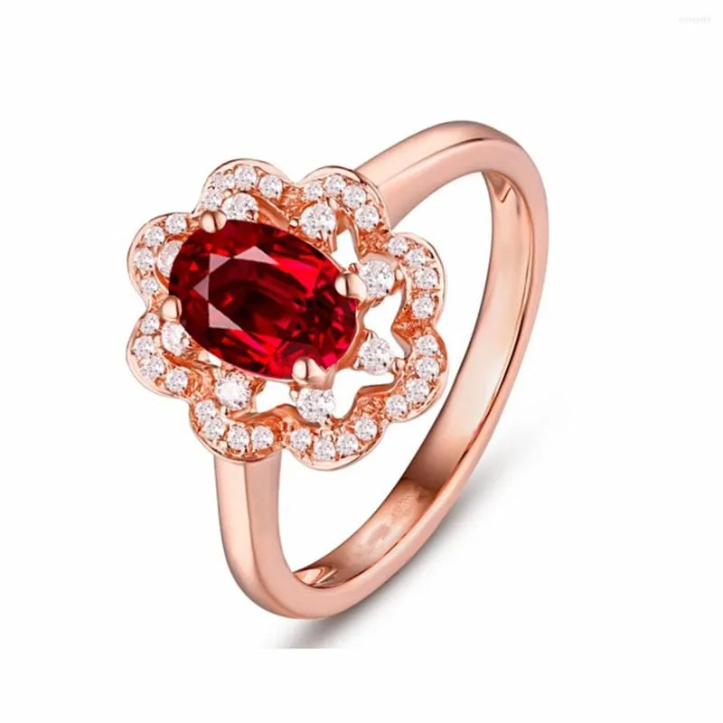 Anneaux de mariage Ociki CZ bague en cristal rouge couleur or Rose bijoux de fête creux pour femmes filles cadeau goutte en gros