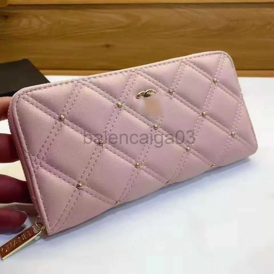 Designer canal carteiras moda saco longo rosa couro titular do cartão das mulheres dos homens luxuoso pequena bolsa grande capacidade mini zíper2991