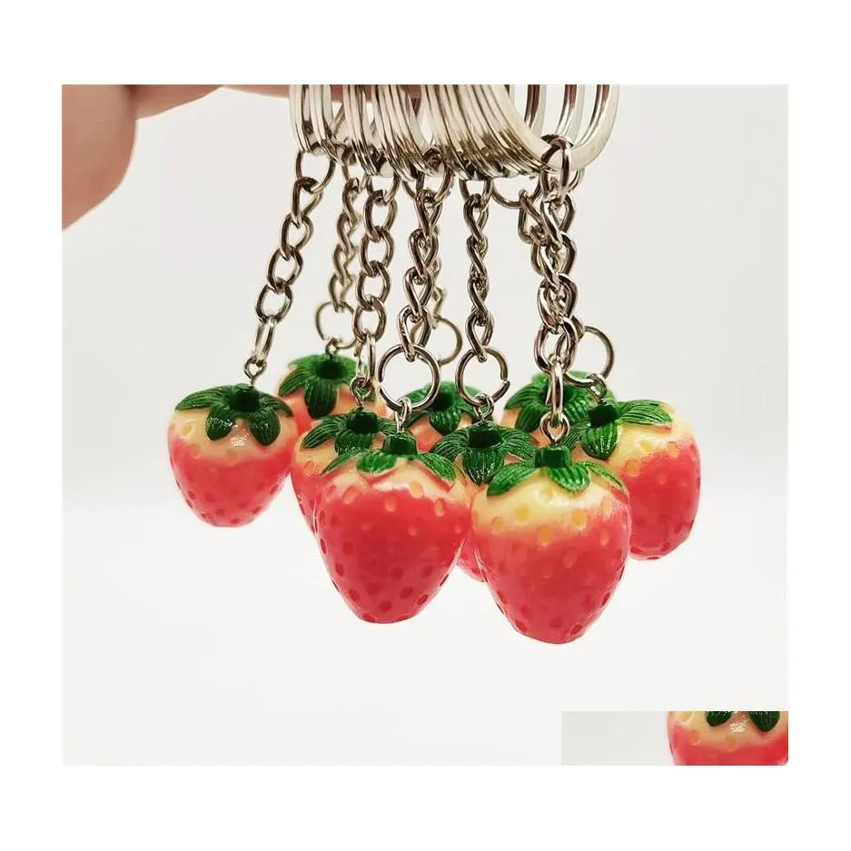 Sleutelringen Creative Medium 2.5cm Stberry Keychain hanger oorbellen Hangers Sieraden Accessoires Geschenk 1957 T2 Drop Delivery DHCOA