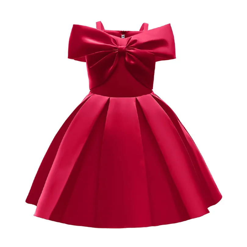 Robe de princesse pour filles, avec nœud, élégante, pour mariage, fête d'anniversaire, robes formelles pour bébés, jupe à bretelles, cadeaux de noël