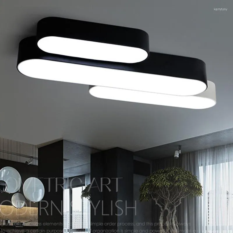 Taklampor LED -ljus Enkelteknik Modern Office Black and White Rectangular Living Room Personlighet