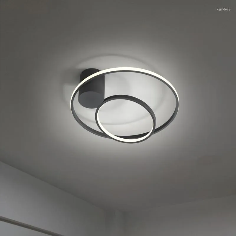 천장 조명 현대 미니멀리스트 거실 LED 램프 조명 북유럽 참신 라운드 디자인 침실 장식 흰색 검은 고정