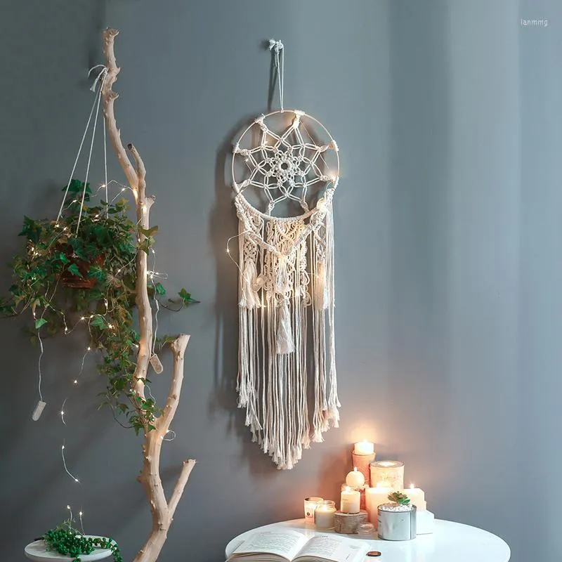 Wandleuchte Ins Nordic Woven Tapisserie Led-Licht Hause Geschenk Böhmen Baumwolle Faden Schlafzimmer Nacht Aisle Korridor String