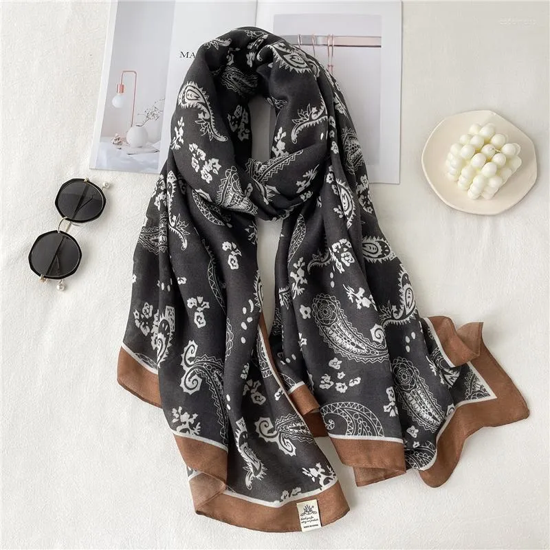 Scarves Paisley Cotton Solider Scarf For Women Print Autumn Warm Viscose Shawl Wrap Foulard Large 180 90cm Neck Beach Stoles Echarpe