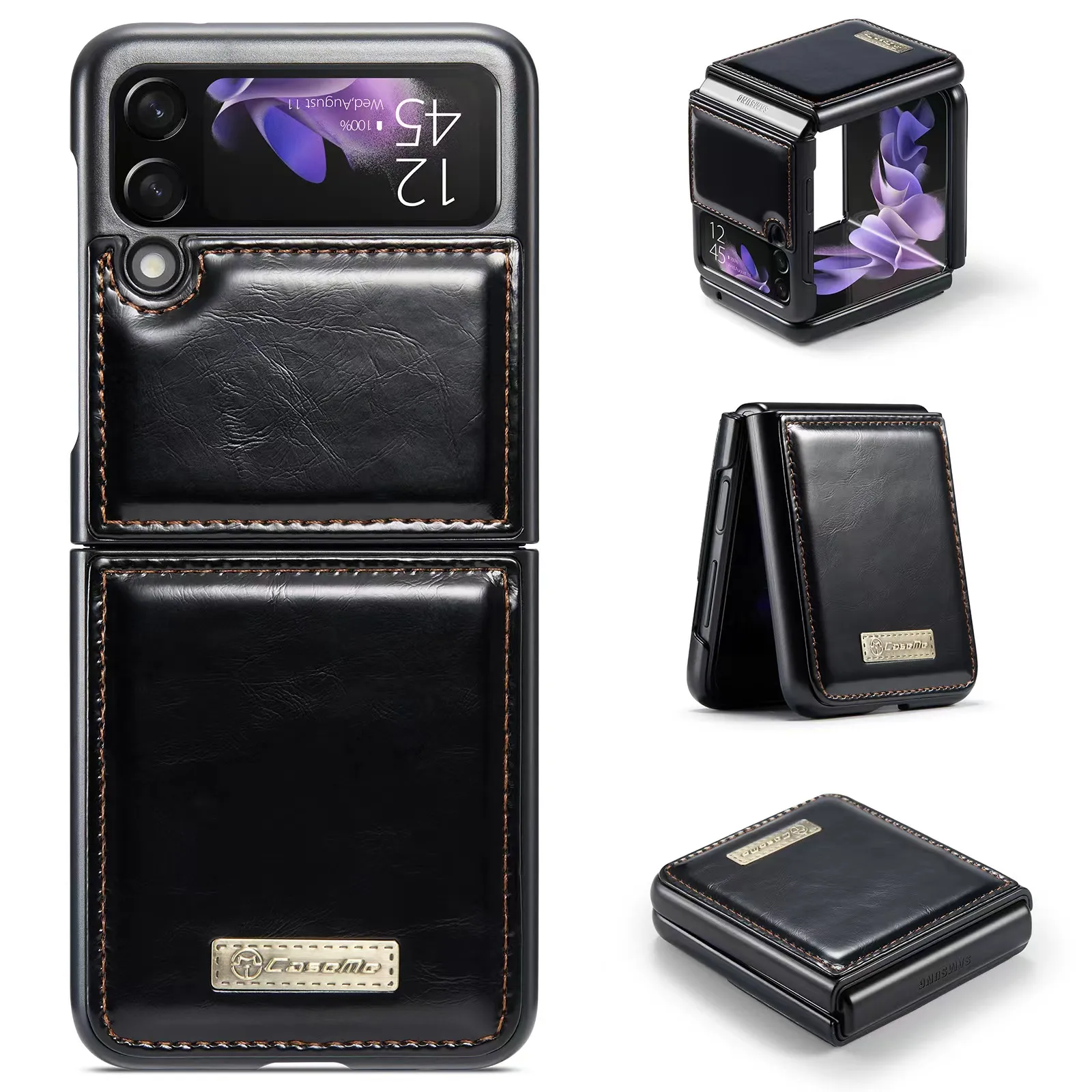 Leather Phone Cases For For Samsung Galaxy Z Flip 3 4 5G Flip3 Flip4 Shockproof Protect Case Flip Cover