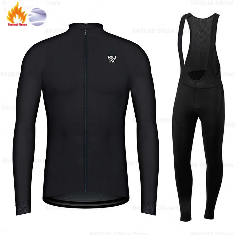 Uppsättningar Raudax Winter Thermal Fleece Jersey Set Sports Team kostym Mountian Cycling Clothing Ropa Ciclismo Invierno Hombre Z230130