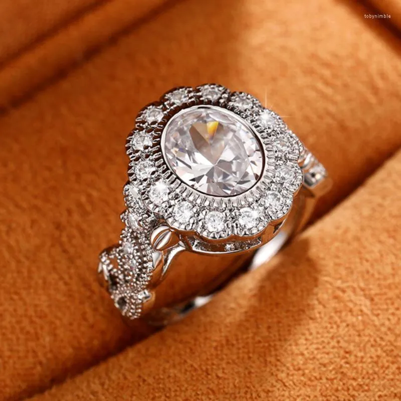 Trouwringen Caoshi Graceful Lady Finger Ring met prachtige ontwerp briljante zirconia sieraden voor vrouwen zilveren kleuraccessoires feest