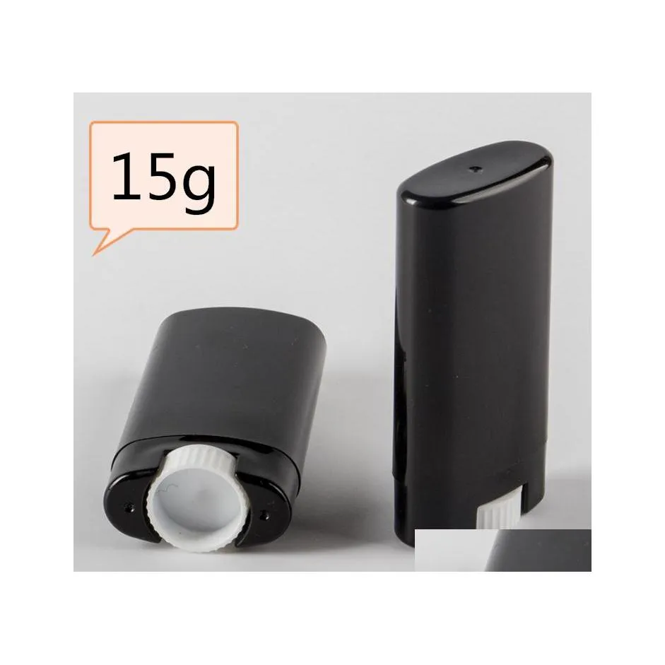 Paketleme Şişeleri Toptan 15g Plastik Boş Diy Oval Dudak Tüpleri Taşınabilir Deodorant Kaplar Siyah Ruj Moda SN2316 DROP DHKZF