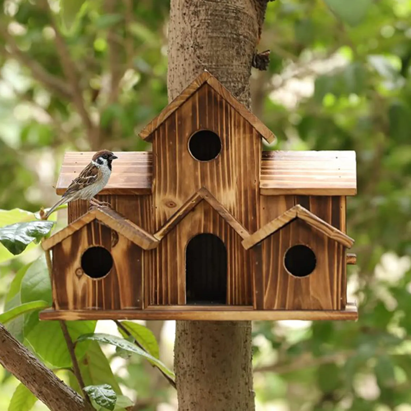 Maison d'oiseau suspendue pour le décor de jardin extérieur, nichoir en  résine faite à la main Ornements décoratifs de nichoir pour patio