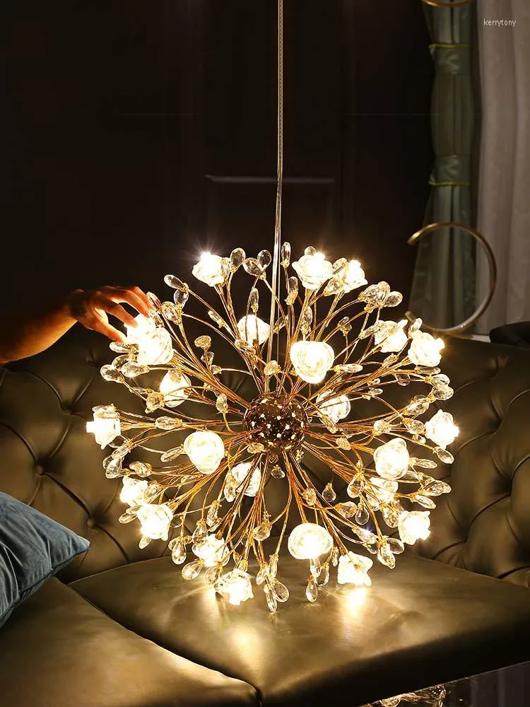 Lampki sufitowe Nowoczesne kryształowy żyrandol LED Luksusowy lampka salonu oświetlenie sypialnia ciepłe i romantyczne instalację