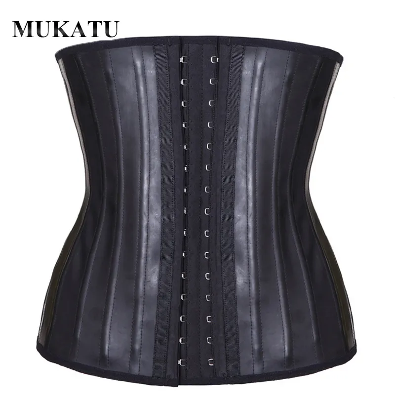 Women's Shapers Mukatu Lateks Trener Trener Corset Belly Slim Pas Body Modelowanie paska 25 stalowa talia Cincher Gaine Amincissante 230131