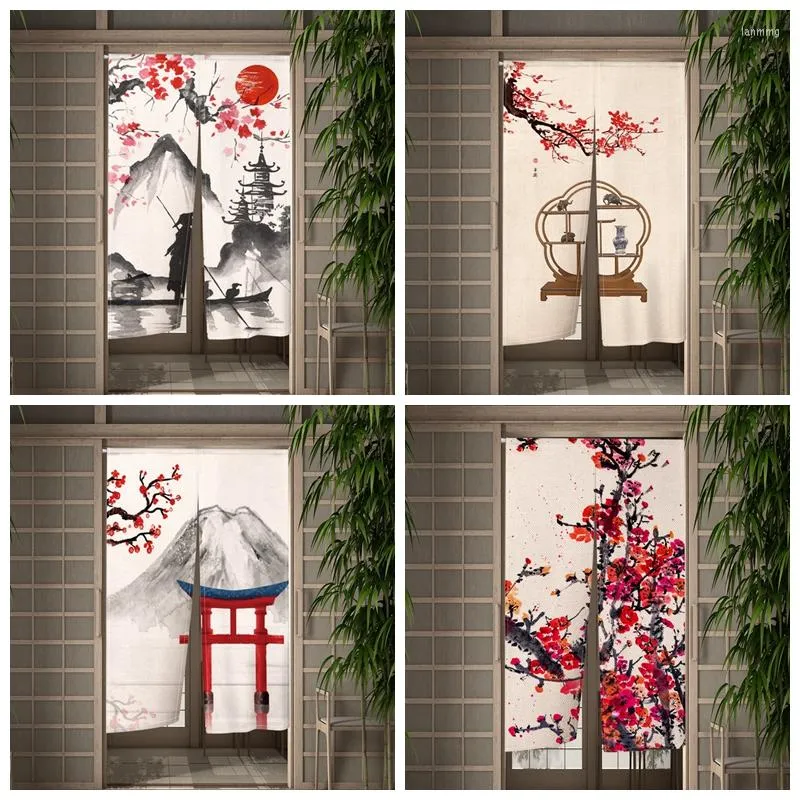 Kurtyna japońska wiśniowa atrament ma malowanie drzwi jadalnia wystrój drape kuchenne wejście do wiszące pół krusze