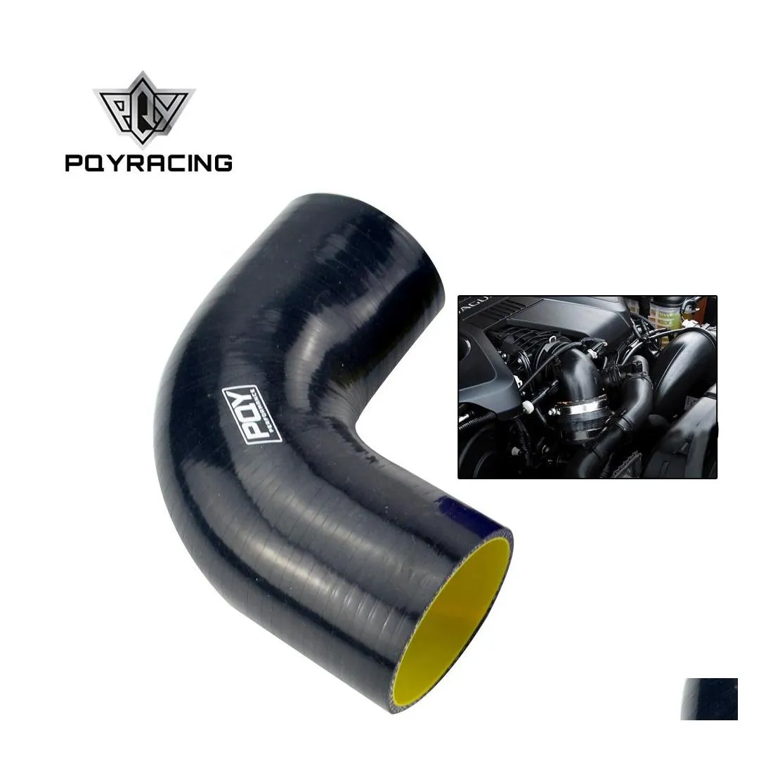 Slangklämmor 2,5 6m 90 graders armbåge Sile Pipe Turbo Intake Blue Yellow / Black SH9025QY Drop Delivery Mobiles Motorcyklar Delar Cooli Dhay9