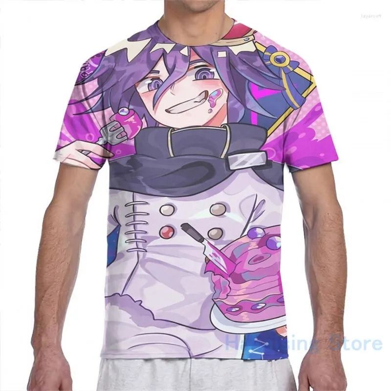 Camisetas masculinas kokichi ouma homens camisetas mulheres por toda a moda imprimida girl shirt tops tees camisetas de manga curta