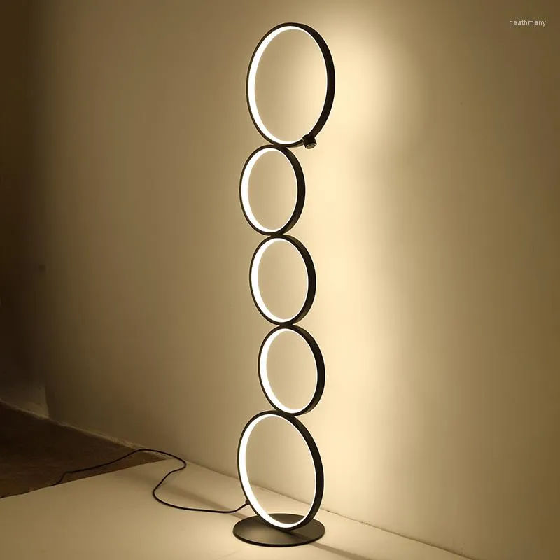 Vloerlampen moderne ring touch switch led lichten kunst interieur decoratie Noordse lamp staan ​​voor woonkamer huisverlichting