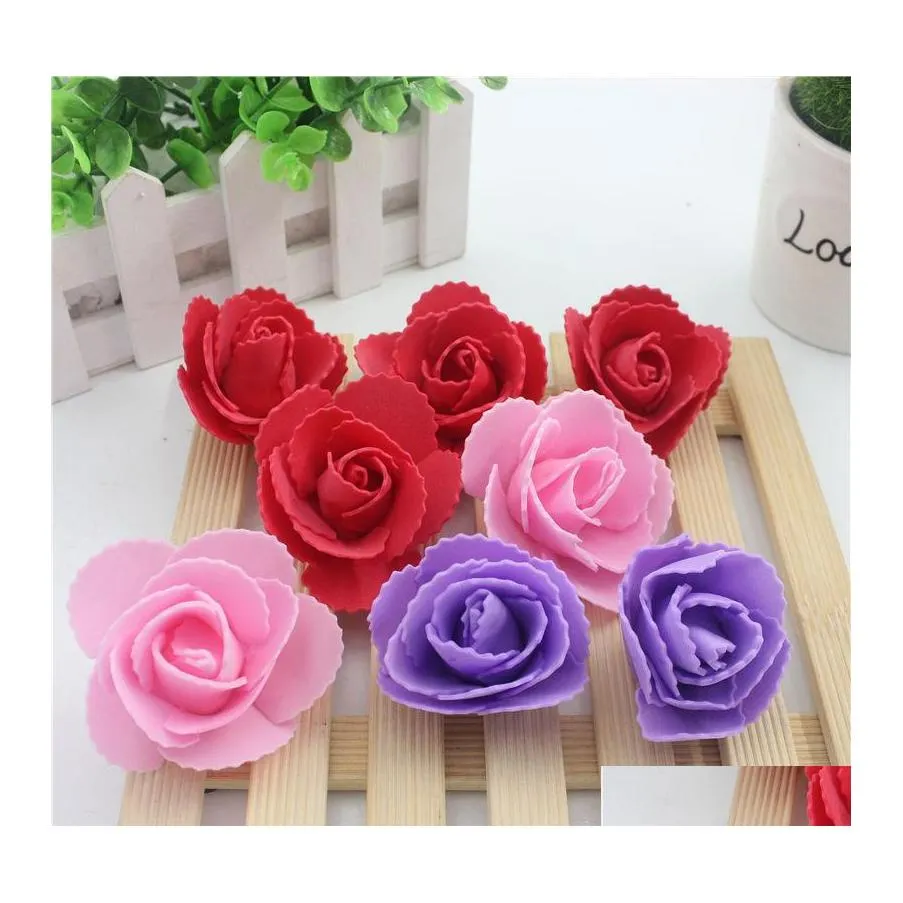 Decorative Flowers Wreaths Pcs / Lot 5 Cm Bubble Style Rose Flower Heads Wreath Bouquet Materials Wedding Decorate Pectoral Drop D Ots9L