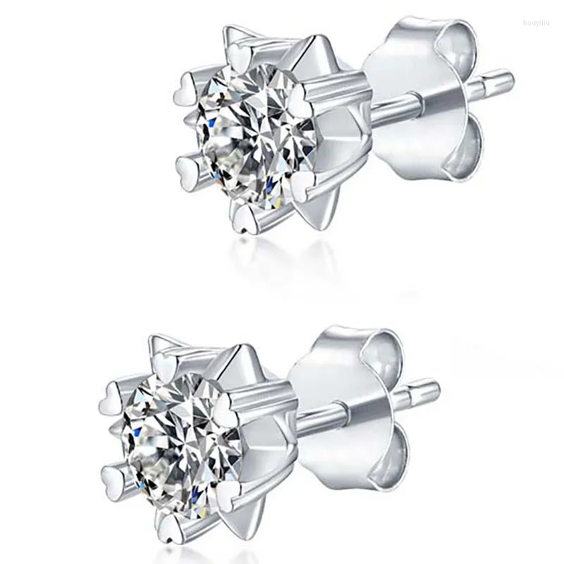 Studörhängen 6 Snowflake Moissanite Real 0,5-1 karat D Color Lab Diamond Earstud 925 Sterling Silver Classic Earring