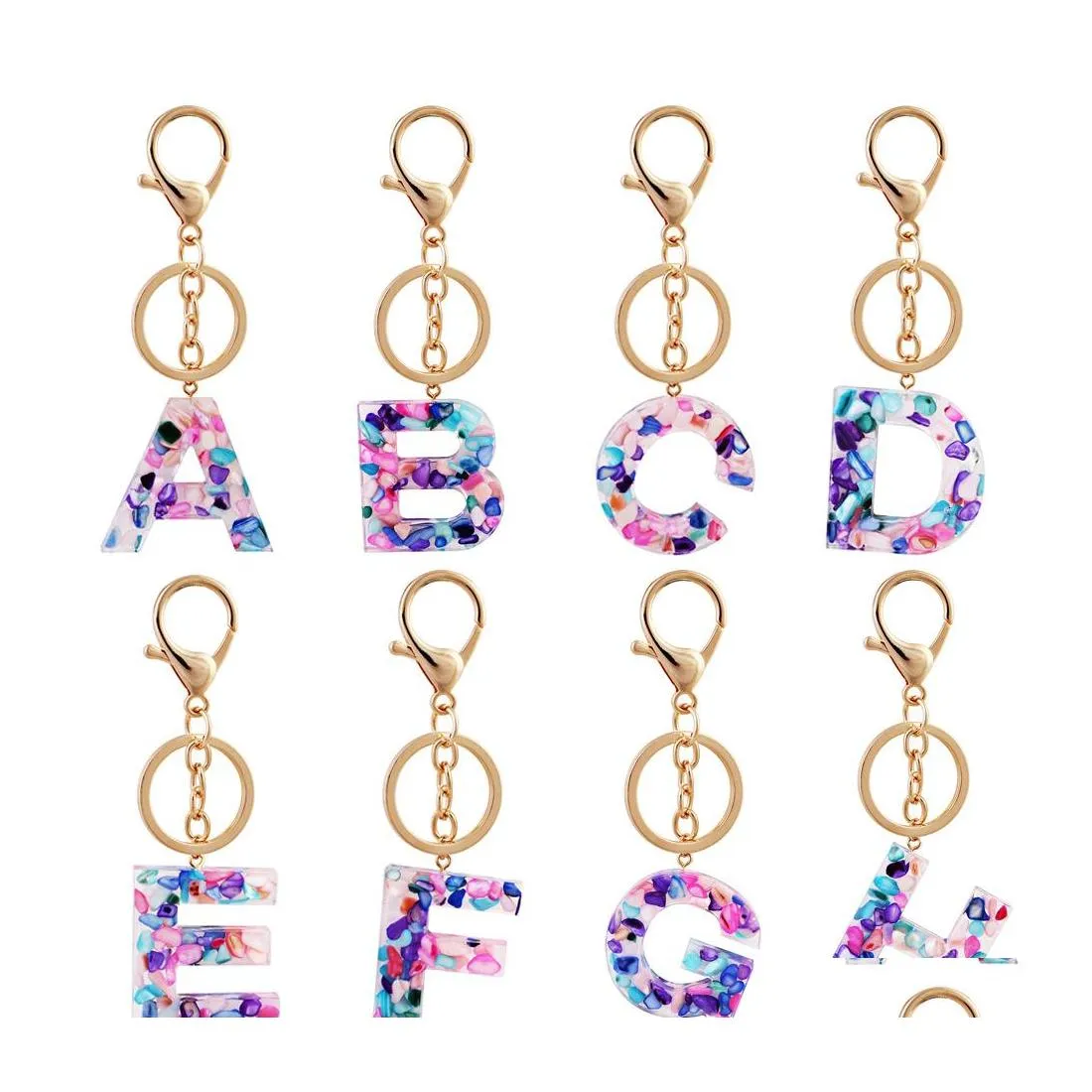 Porte-clés Longes Résine Acrylique Lettre Porte-clés Bijoux Mode Sac À Main Charmes 26 Alphabet Mot Porte-clés Capital Anglais Keyfobs H Dhsjv