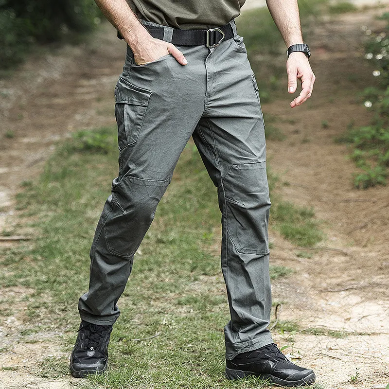 Herenbroek katoen mannen multi -zakken safari -stijl lading militari tactiek leger broek mannelijke wandelcamping training pant 230131