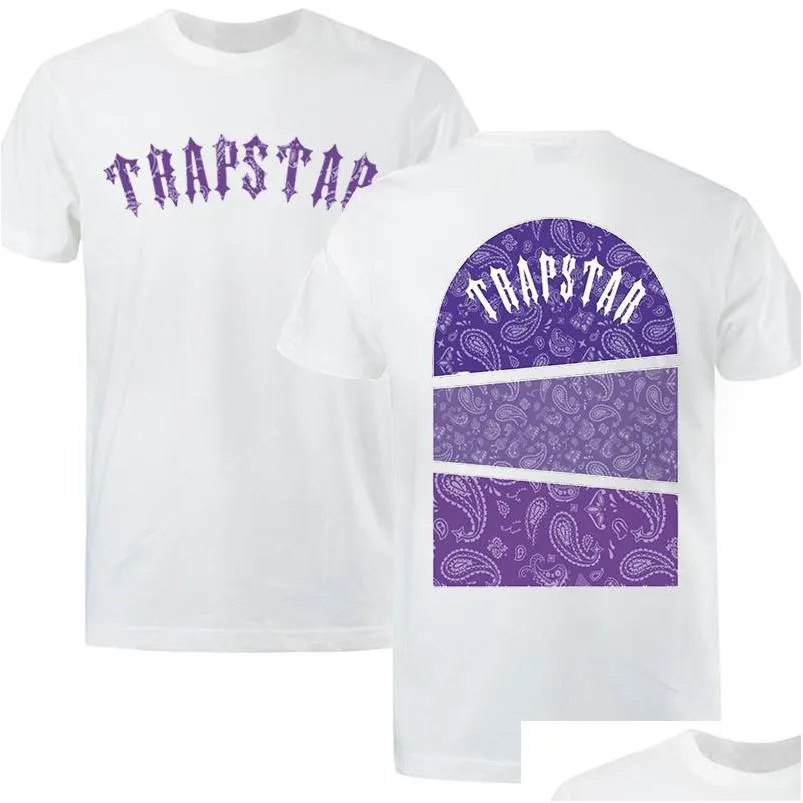 メンズ Tシャツ 22Ss 夏のファッション Esigner Trapstar Tシャツ半袖クルーネックストリート白黒ヒップホップシャツレディース Tシャツ Dhya6
