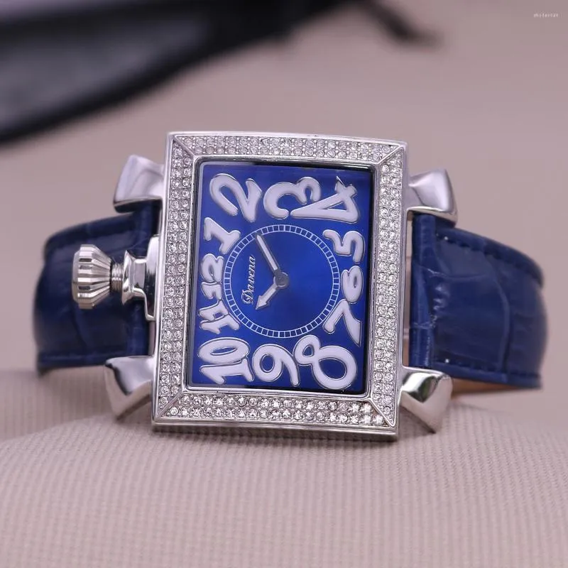 Montres-bracelets Davena Lady Montre Femme Cristal Heures Mode Horloge Bracelet En Cuir Véritable Strass Anniversaire De Fille