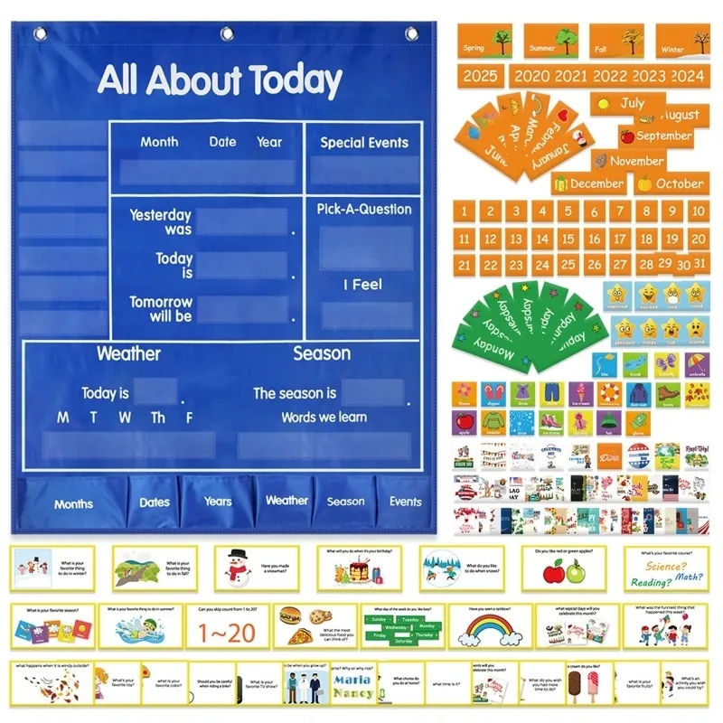59% OFF – All‑About‑Today 190‑Card Chart Set, Calendar & Weather Pocket Teaching Aids for Schools – $26.01 Deal