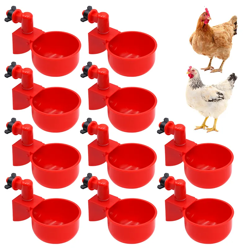 Kleintierbedarf, 10 Stück, automatische Geflügeltränkeschale, Hühnervogel-Wasserbecher, Ententränkemaschine, hängende Schüsseln, Spender 230130
