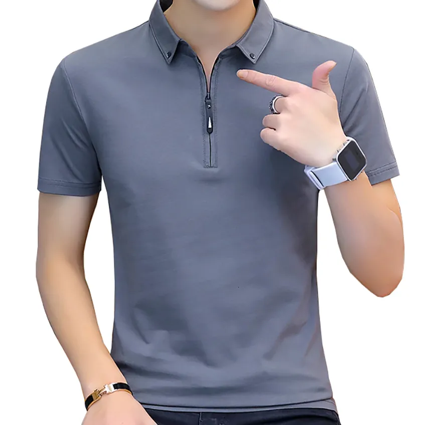 Erkek Tişörtler Browon Yaz Moda S gömlek pamuk kısa kollu urn-down yaka Kore tarzı 230131