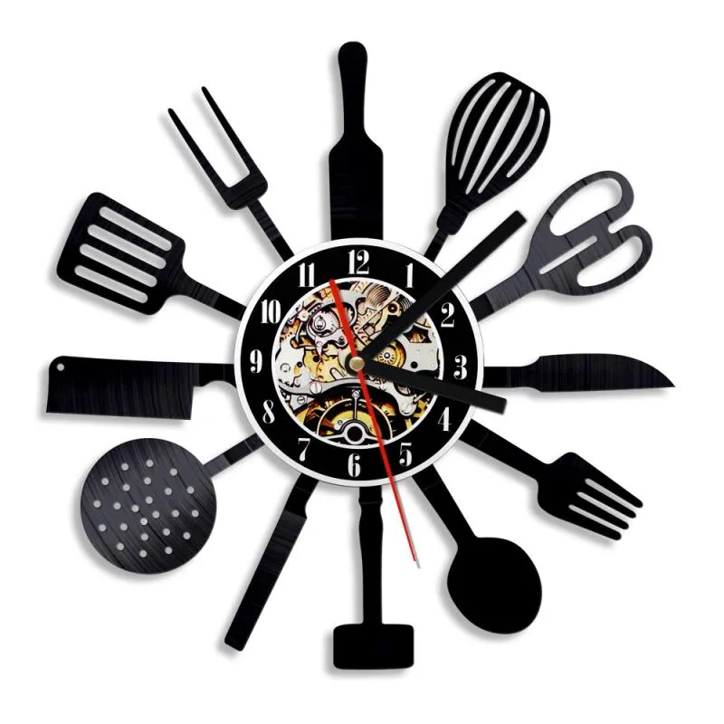 Zegary ścienne 1 zakład spersonalizowany 12 -calowy rekord kuchenny zegar noża noża łyżka stołowa zegarek sztuk sztuk sztur
