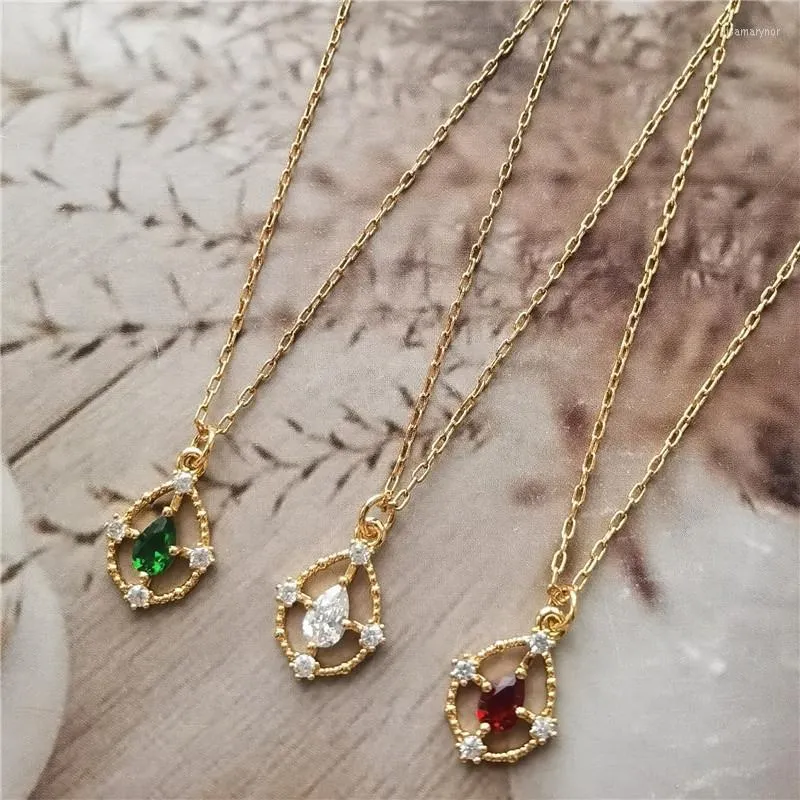 Choker Chokers Three Color Choice Geometric Hollowed Out Zircon Water-drop Pendant Sweety Fashion Simple Short NecklacesChokers Llis22